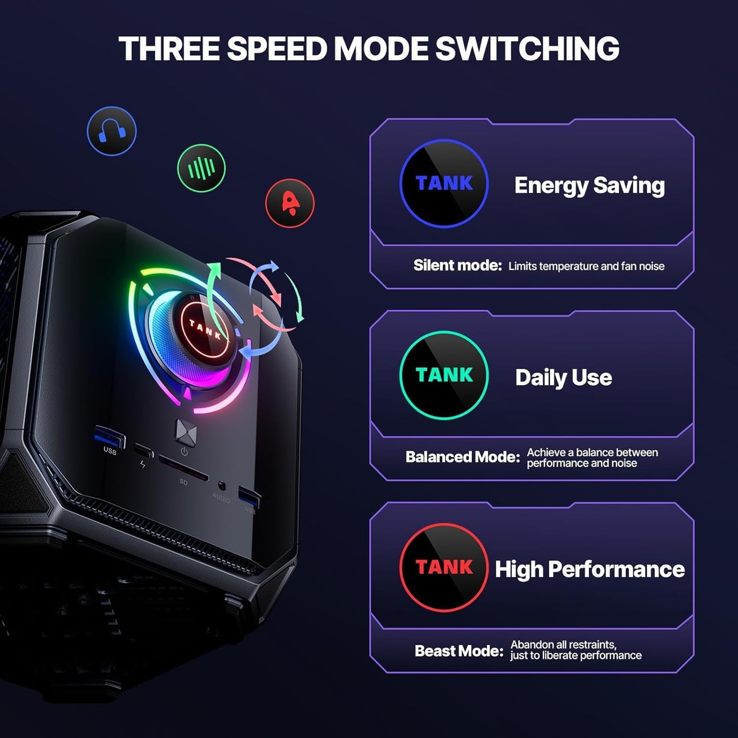 ACEMAGIC Tank03 Gaming PC, i9 12900H(14C/20T, up to 4.7GHz) Mini Desktop, RTX 4060, 32GB DDR5 & 1TB PCle3.0x4 SSD/8K 4-Screen/ WiFi6/ BT5.2/ DP1.4/ USB 4 Gaming Computer DIY - mprojectors.com