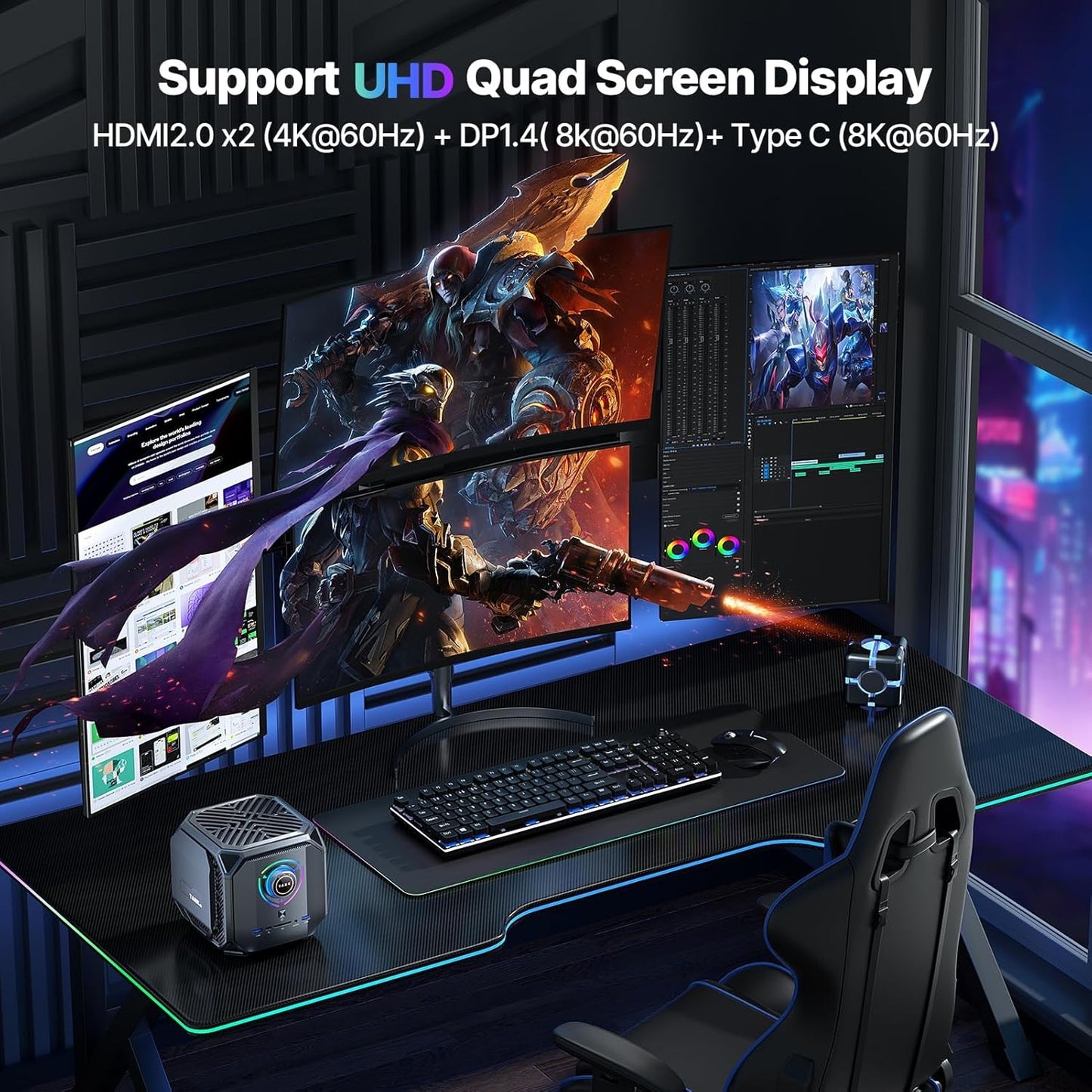 ACEMAGIC Tank03 Gaming PC, i9 12900H(14C/20T, up to 4.7GHz) Mini Desktop, RTX 4060, 32GB DDR5 & 1TB PCle3.0x4 SSD/8K 4-Screen/ WiFi6/ BT5.2/ DP1.4/ USB 4 Gaming Computer DIY - mprojectors.com