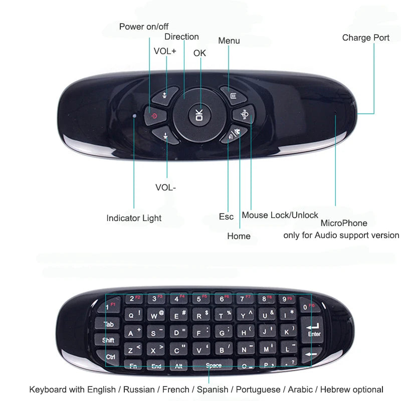 2.4G RF Mini Wireless Air-mouse For Android Mini Projector,Flying Mouse Remote Control,Fly-keyboard Double Side QWERTY - Multimedia Projectors