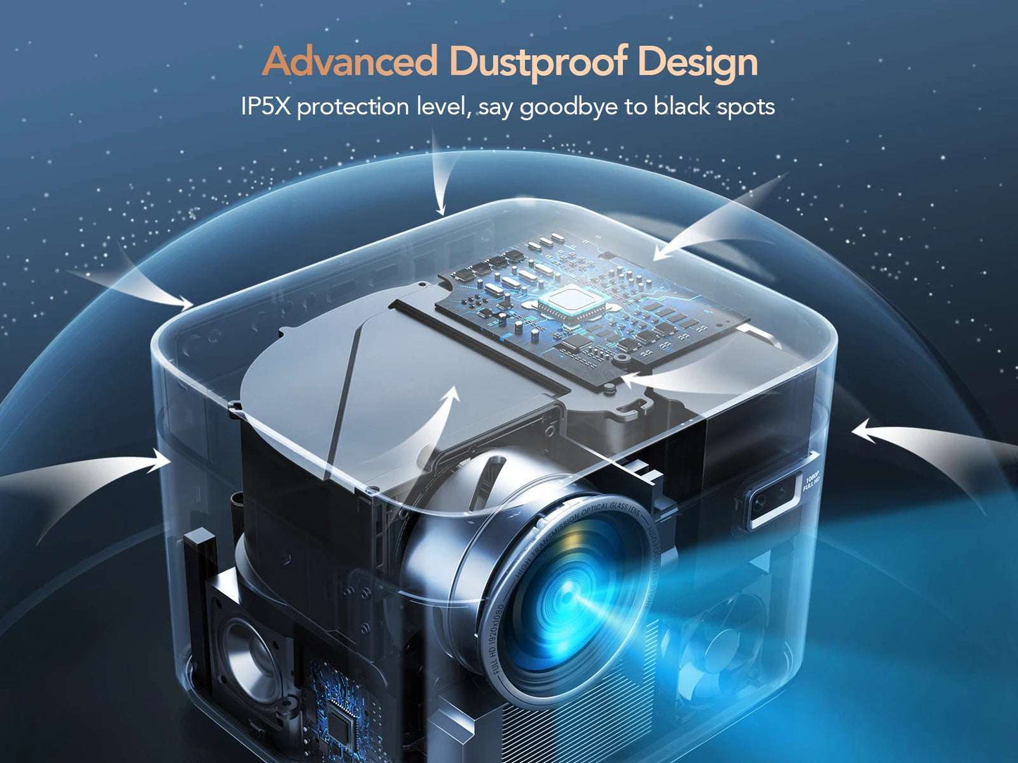 TOPTRO X7 Projector 4K Android 9.0 26000 Lumens native 1080P WiFi6 Bluetooth Projector Auto Focus/Keystone Outdoor Home Theater