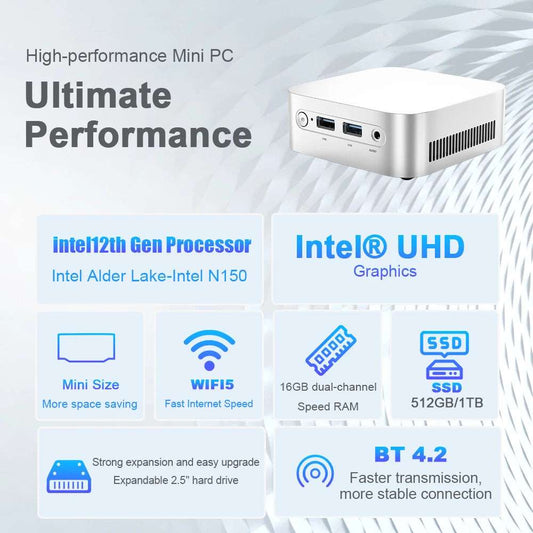 Magcubic A0XY Mini PC 8/16GB RAM 256/512GB/1TB SSD Intel Twin Lak N150 Windows 11 Compact & Ideal for Home Business & Gaming
