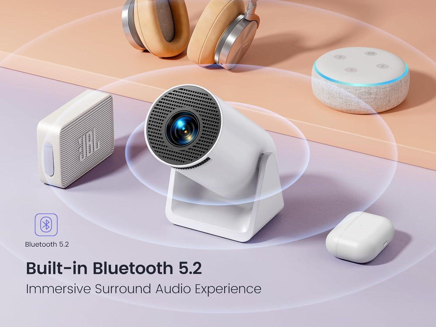Wimius S27 projector Native 720p with 270° rotating bracket 300 ANSI 5G WiFi Bluetooth Auto Keystone Home Cinema Projector - Multimedia Projectors