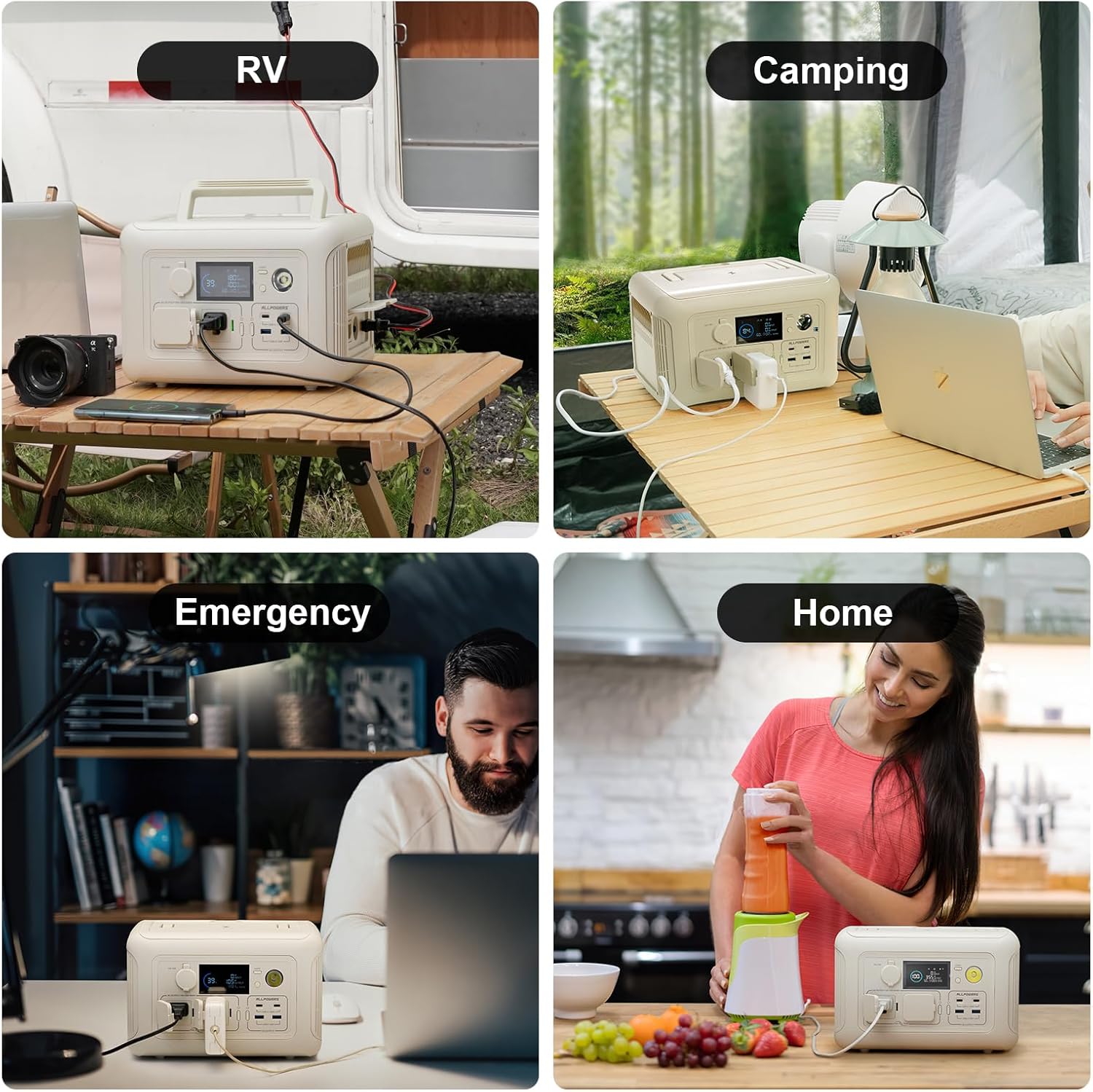ALLPOWERS R600 Portable Generator 299Wh 600W Powerstation with AC Outlets LiFePO4 Battery for Home Tents Outdoor RV Camping - Multimedia Projectors