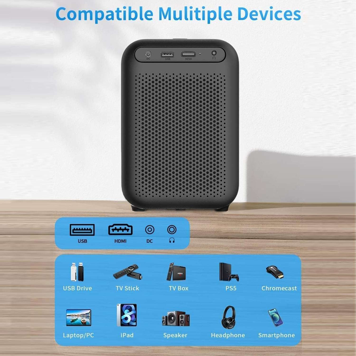 Wanbo TT Projector Netflix Certified 1080P Linux System Mini Projector, 650ANSI 4K Dolby Audio HDR10 Smart Home Theater Projetor
