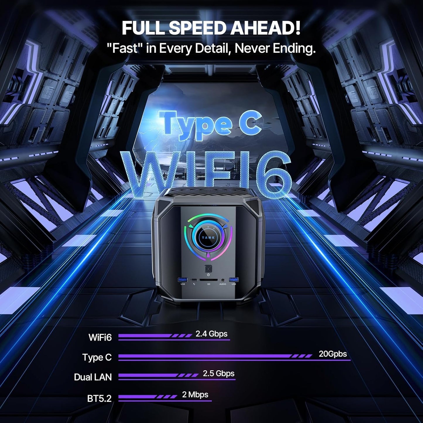 ACEMAGIC Tank03 Gaming PC, i9 12900H(14C/20T, up to 4.7GHz) Mini Desktop, RTX 4060, 32GB DDR5 & 1TB PCle3.0x4 SSD/8K 4-Screen/ WiFi6/ BT5.2/ DP1.4/ USB 4 Gaming Computer DIY - mprojectors.com