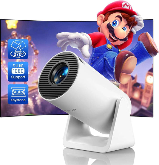 Wimius S27 projector Native 720p with 270° rotating bracket 300 ANSI 5G WiFi Bluetooth Auto Keystone Home Cinema Projector