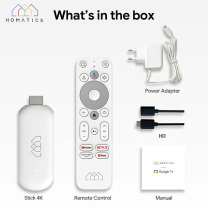 HOMATICS 4K TV Stick Netflix Google Certified 2GB LPDDR4 32G ROM Amlogic S905Y4 Support Dolby Atmos H.265 2T2R Wifi Google box
