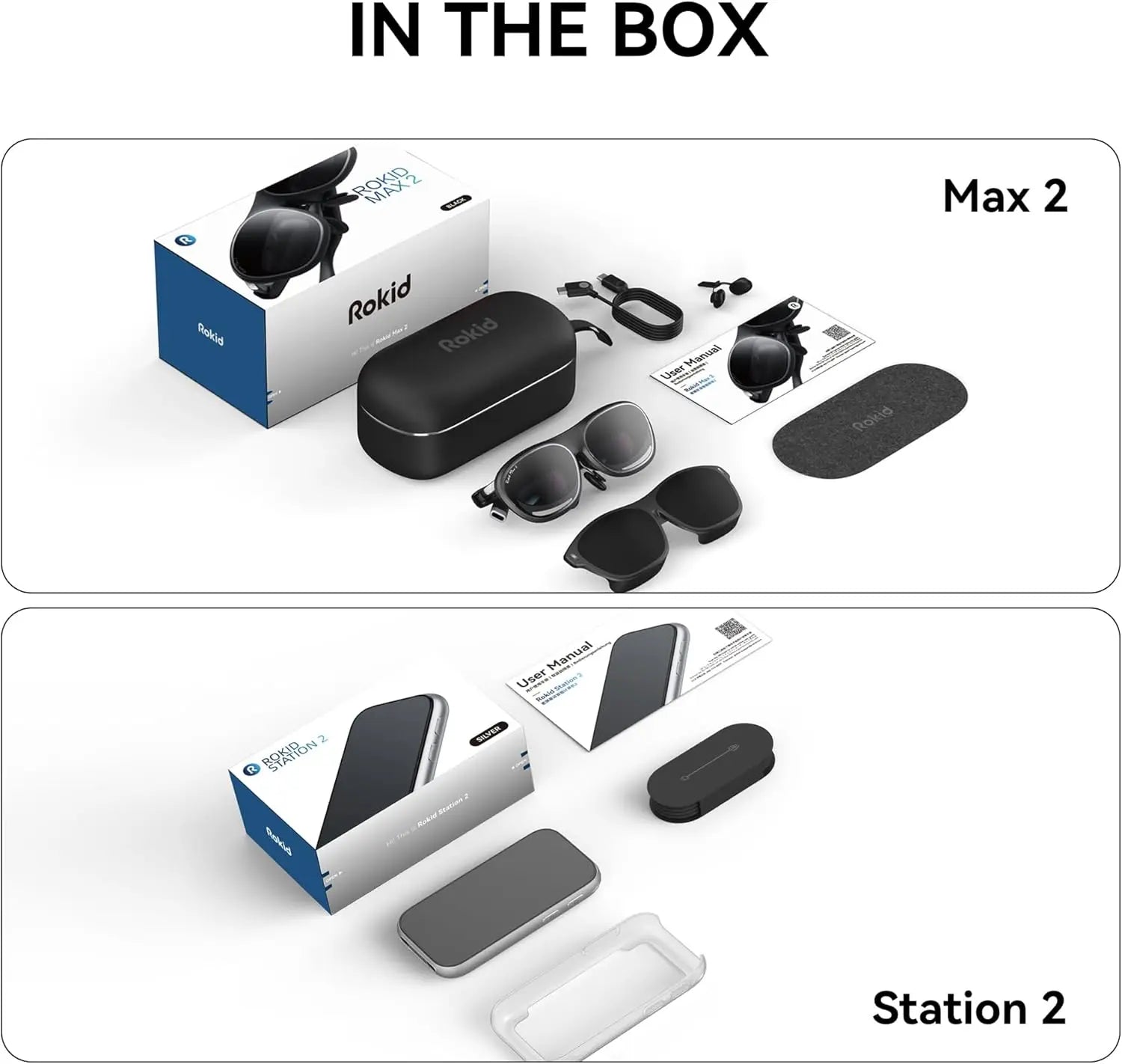 Rokid Max 2 Spatial AR Lite Glasses 300" Spatial Multi Screen 1920X1200 50°FoV Home Game Viewing Realtime Trans - mprojectors.com