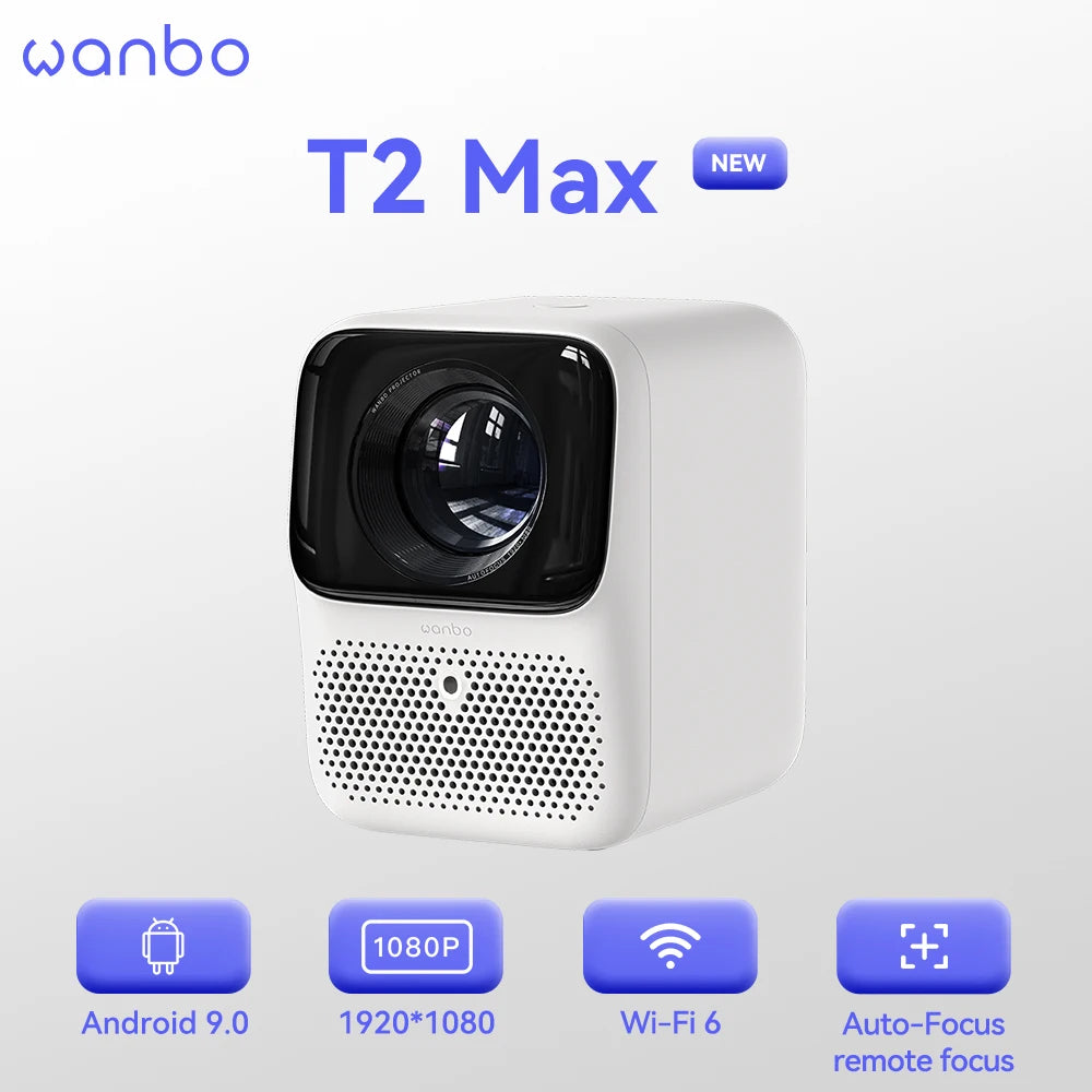 WANBO T2 Max  Mini  Android 9.0 Projector 1080p Full HD Wifi Portable Projector HIFI Sound Home Outdoor Auto Focus 450Ansi - Multimedia Projectors