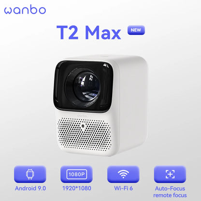 WANBO T2 Max  Mini  Android 9.0 Projector 1080p Full HD Wifi Portable Projector HIFI Sound Home Outdoor Auto Focus 450Ansi - Multimedia Projectors