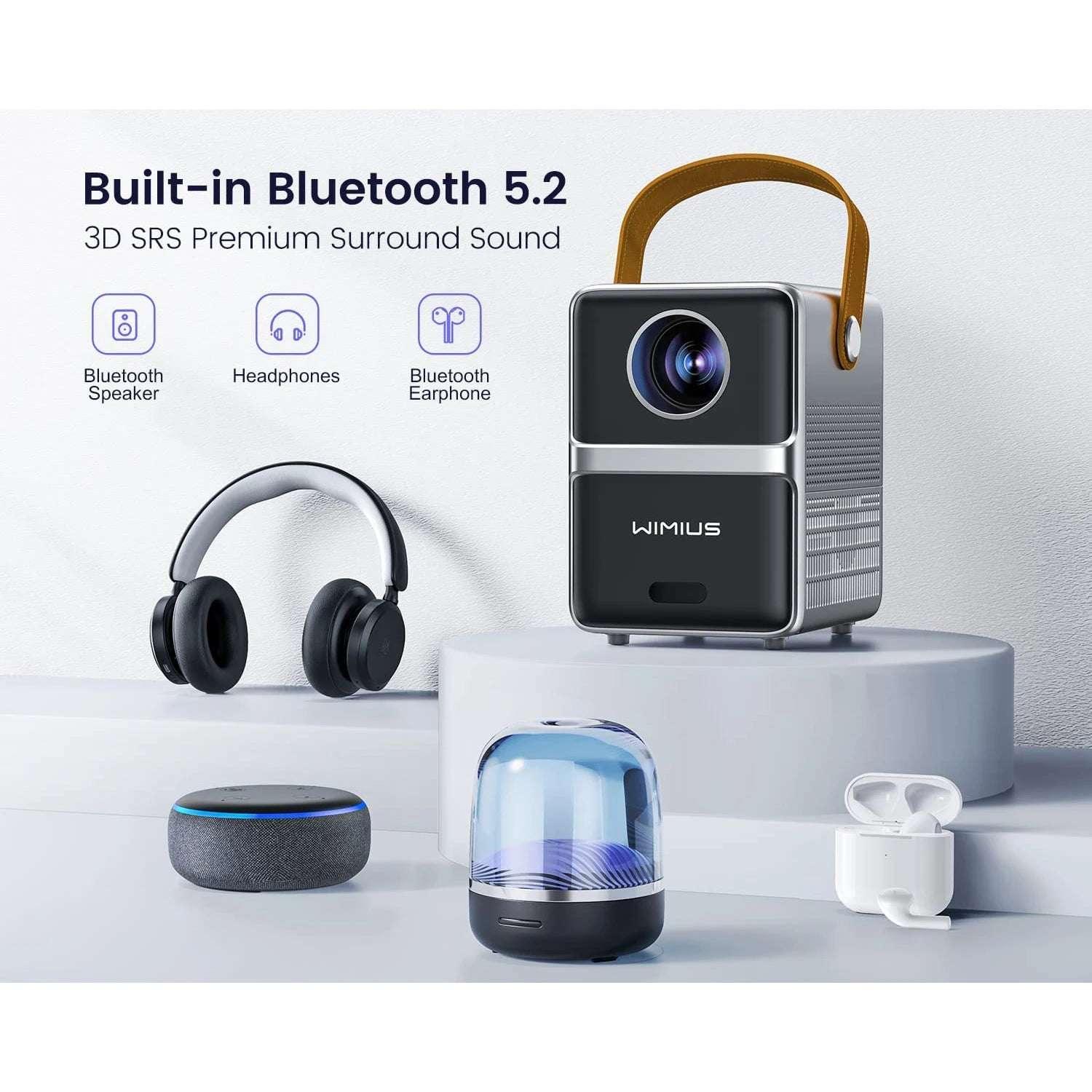 Wimius P61 Portable Projector 18000Lumens 5G WiFi Bluetooth Theater Projector Support Full HD 1080P Home Cinema Projector