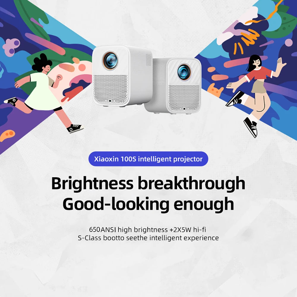 Lenovo Xiaoxin 100S Projector 650 ANSI Auto Focus Wifi6 Portable Projector 360 PTZ Support 4K HD Smart Home Theater projectors.com