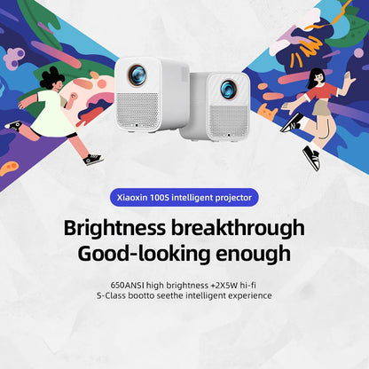 Lenovo Xiaoxin 100S Projector 650 ANSI Auto Focus Wifi6 Portable Projector 360 PTZ Support 4K HD Smart Home Theater projectors.com