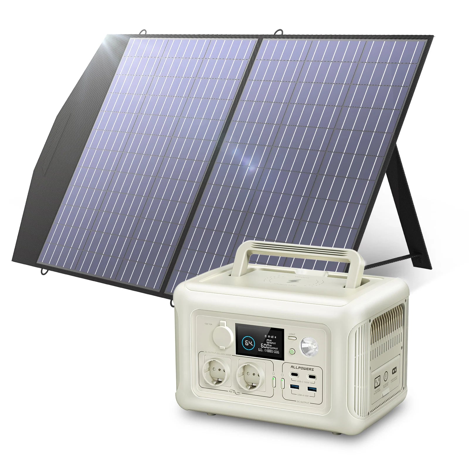 ALLPOWERS Portable Power Station with Portable Solar Panel（Included）,Pure Sine Wave 299Wh Outdoor Solar Generator Camping UPS - Multimedia Projectors