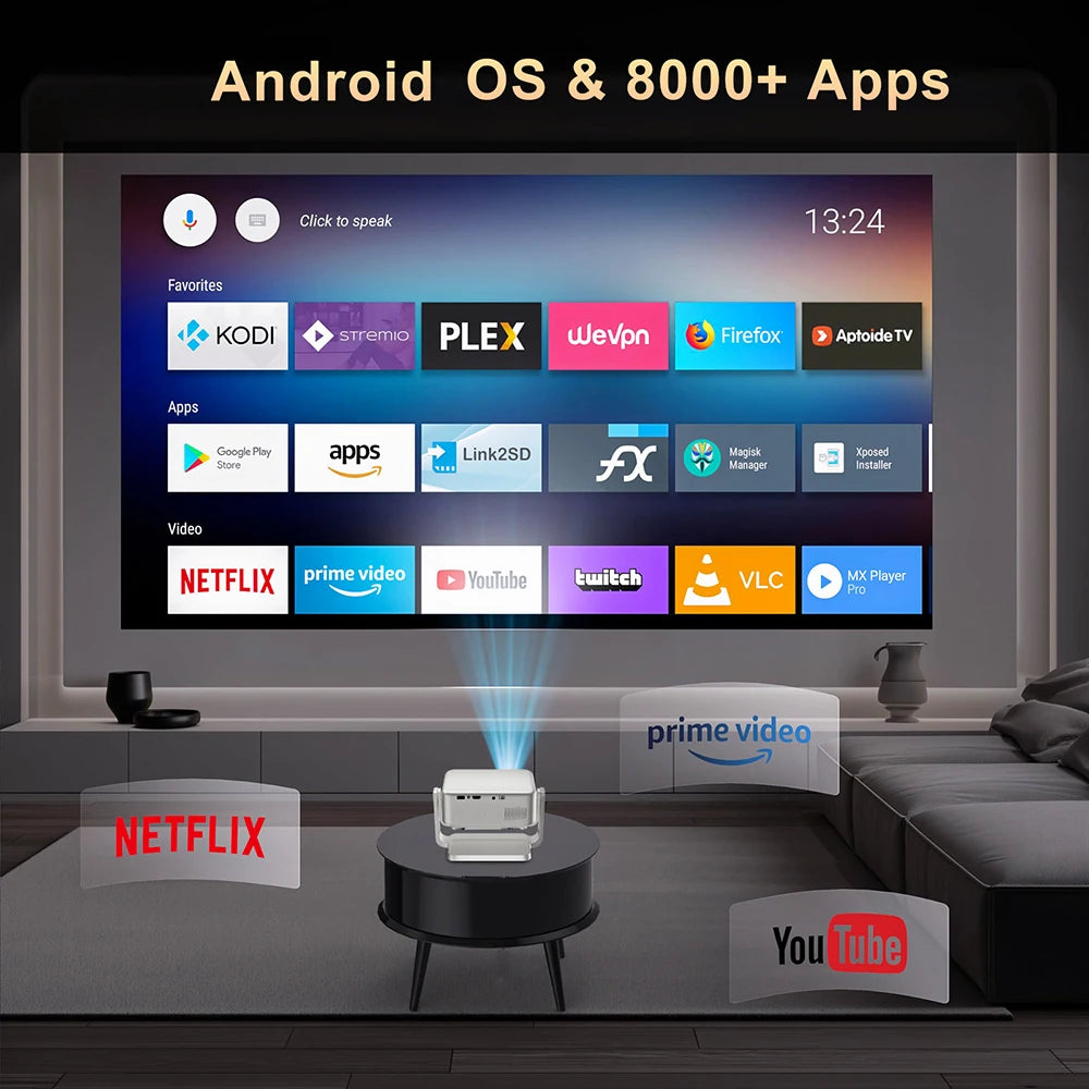 Salange P90 Android Projector 1080P Support 4K 350 ANSI Wifi6 BT5.0 Home Cinema Mini Video Beamer Portable - Multimedia Projectors