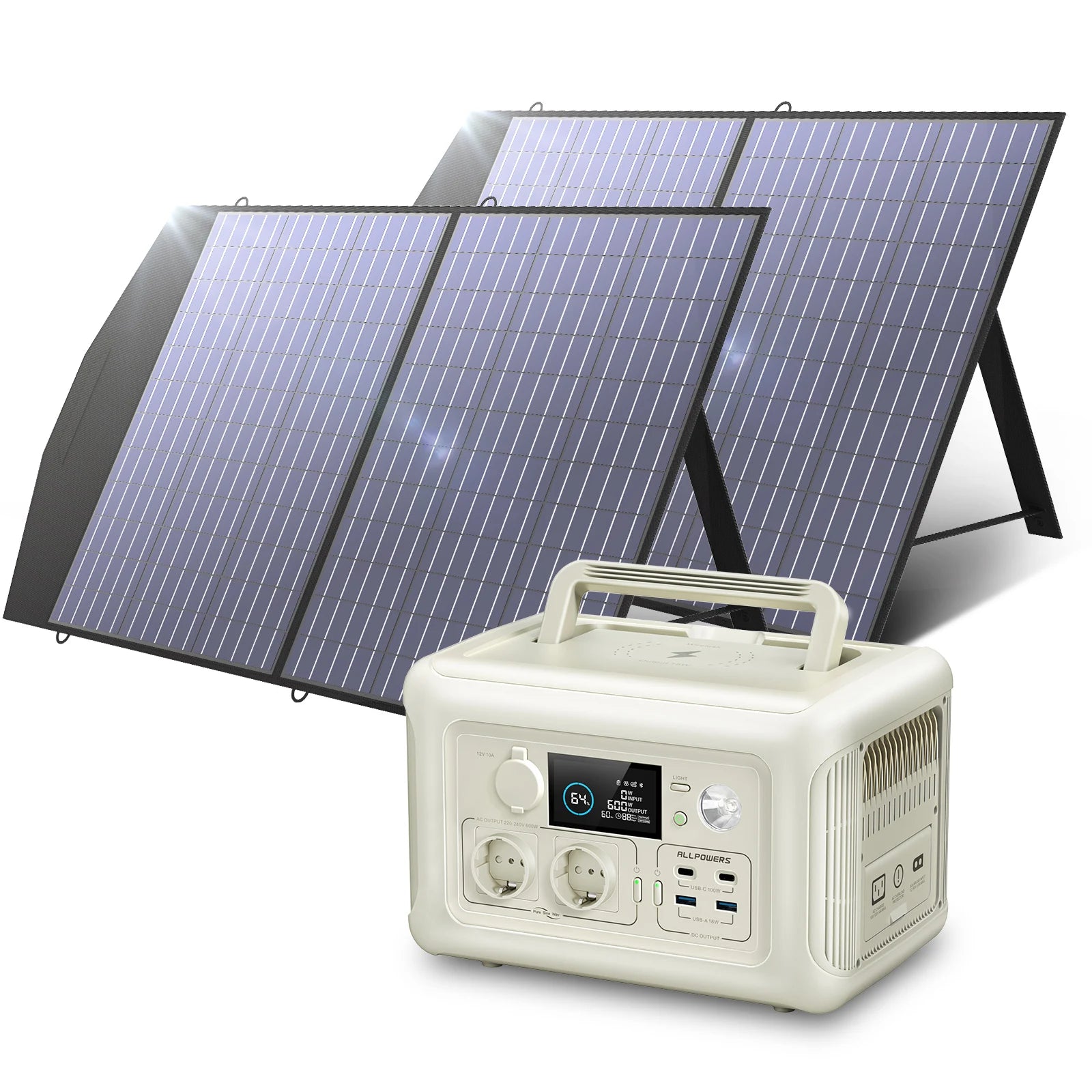 ALLPOWERS Portable Power Station with Portable Solar Panel（Included）,Pure Sine Wave 299Wh Outdoor Solar Generator Camping UPS - Multimedia Projectors