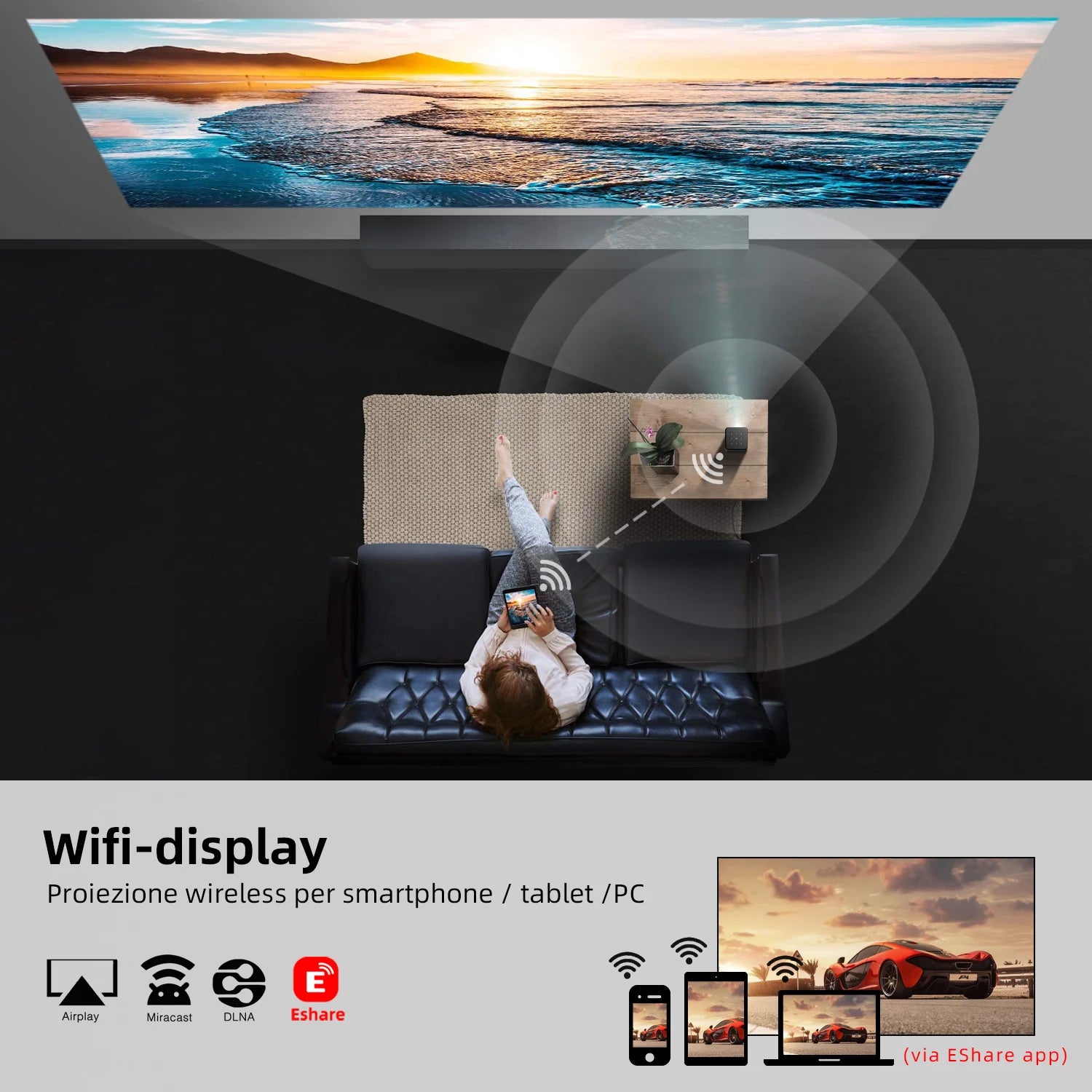 BYINTEK P20 3D 4K Cinema 1080P Smart Android Wifi LED DLP Home Theater Outdoor Portable Mini Projector with Battery - Multimedia Projectors