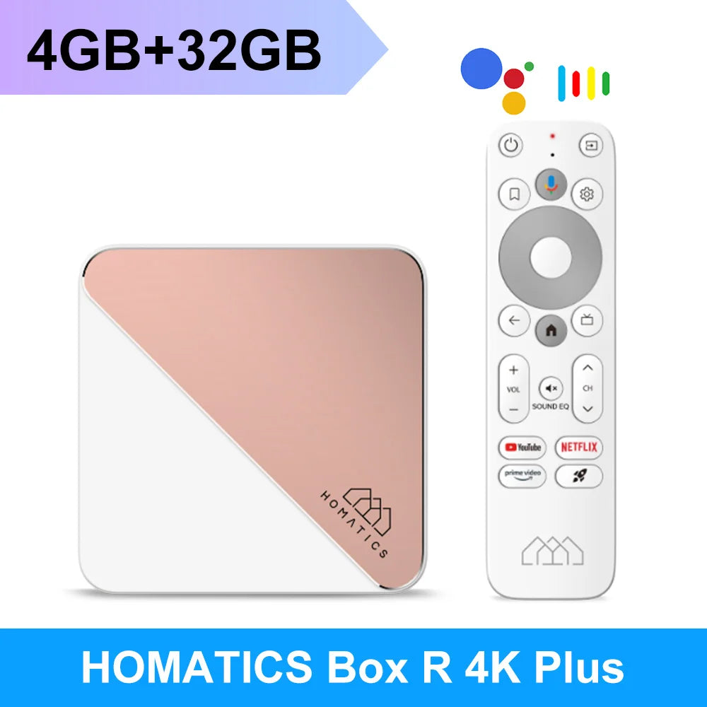 HOMATICS Box R 4K Plus TV Box AndroidTV 12 Netflix Google Certified Amlogic S905X4 4G32G Support DTS Dolby Audio AV1 Wifi6 BT5.0 - Multimedia Projectors