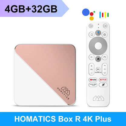 HOMATICS Box R 4K Plus TV Box AndroidTV 12 Netflix Google Certified Amlogic S905X4 4G32G Support DTS Dolby Audio AV1 Wifi6 BT5.0 - Multimedia Projectors