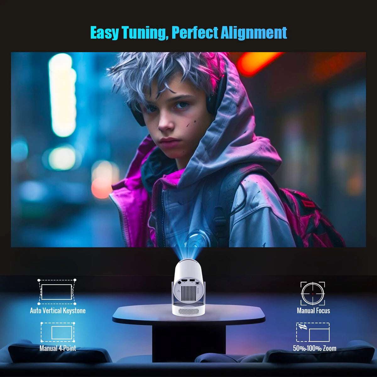 Magcubic HY300 Pro + Projector 4K Full HD 720P Built in Speaker 290ANSI Mini Android 11 WiFi BT5.4 Projector for Outdoor Meeting
