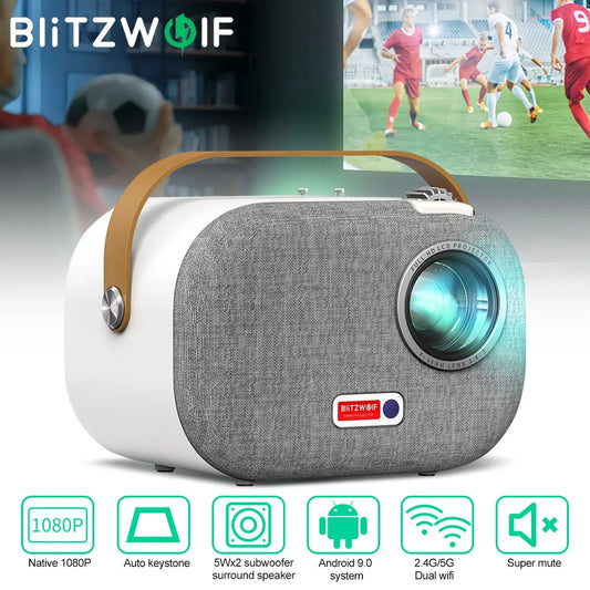 BlitzWolf V2 4k 1080p full hd mini projector Android 9.0  2.4G 5G wifi 200ANSI 4k video Home theater projectors with 3.5 inch LCD - Multimedia Projectors