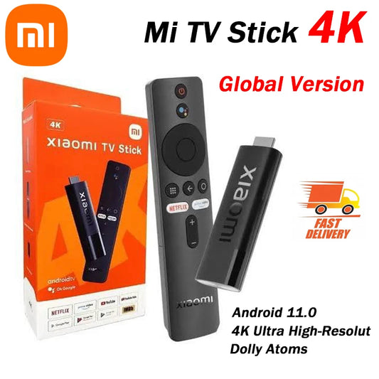 Xiaomi Mi TVStick 4K (QuadCore CPU, 2GB RAM, 8GB ROM, Android TV 11 with Google Playstore, Chromecast, Dolby Atmos & Vision, Bluetooth Remote Control with Google Assistant & Netflix + Prime Video mprojectors.com
