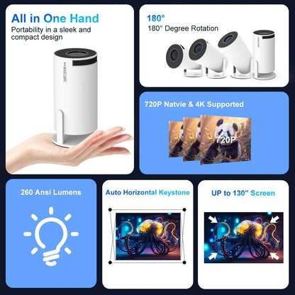 Magcubic HY300 Pro Projector Android 11 4K 1280*720P  Dual Wifi 260ANSI 180°flexible BT5.0 Cinema Outdoor Portable Projetor