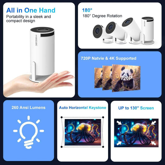 Magcubic HY300 Pro Projector Android 11 4K 1280*720P  Dual Wifi 260ANSI 180°flexible BT5.0 Cinema Outdoor Portable Projetor