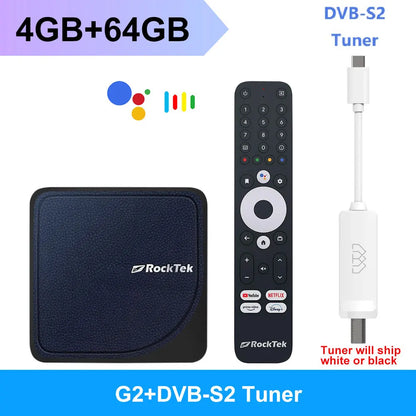 RockTek G2 4K Android TV 12 Stream Box with Netflix Google Certified Amlogic S905X4-K 4G64G Support DTS Dolby Audio Dolby Vision - Multimedia Projectors