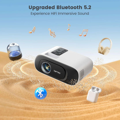 TOPTRO TR26 Mini Projector Full HD Support 1080P 16000 Lumens Auto Keystone WiFi Bluetooth Video Projector Portable Home Theater