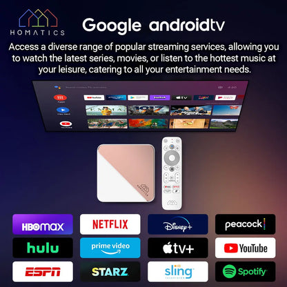 HOMATICS Box R 4K Plus TV Box AndroidTV 12 Netflix Google Certified Amlogic S905X4 4G32G Support DTS Dolby Audio AV1 Wifi6 BT5.0 - Multimedia Projectors