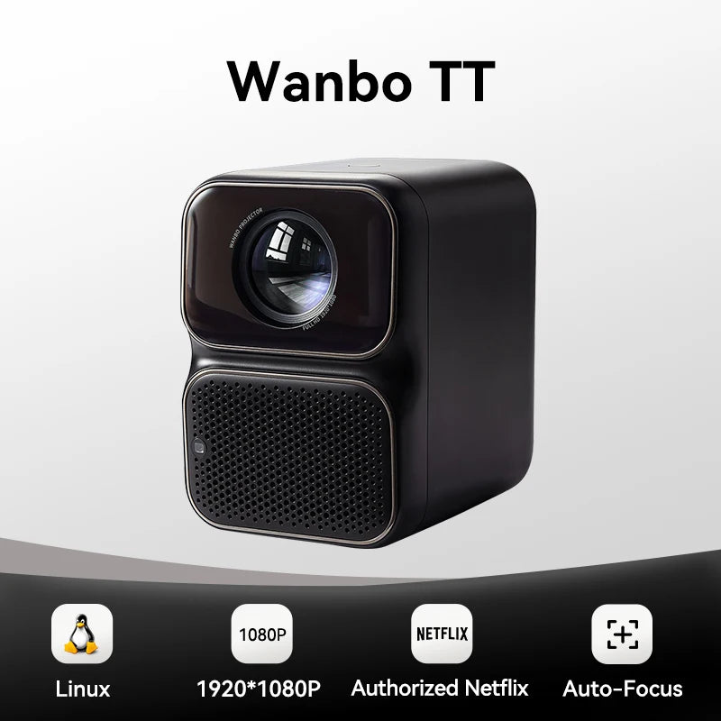 Wanbo TT Projector Netflix Certified 1080P Linux System Mini Projector, 650ANSI 4K Dolby Audio HDR10 Smart Home Theater Projetor - Multimedia Projectors