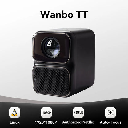 Wanbo TT Projector Netflix Certified 1080P Linux System Mini Projector, 650ANSI 4K Dolby Audio HDR10 Smart Home Theater Projetor - Multimedia Projectors