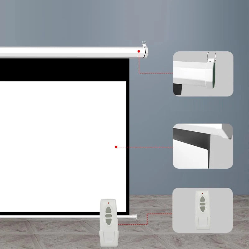Remote Control HD Projection Screen 72inch 16:9 Wide View Motorized Projector Screens Fabric With For 3D HD Beamer Cinema Room - Multimedia Projectors