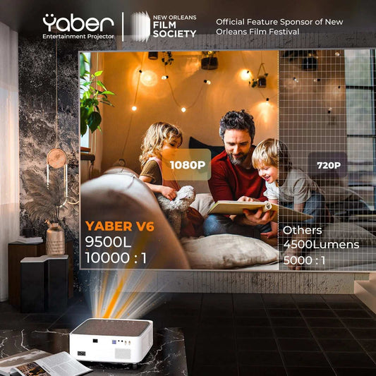 YABER V6 5G WiFi Bluetooth Projector Full HD Native 1080P Support 4K Projectors 4P/4D Keystone Home&Outdoor Video Projector
