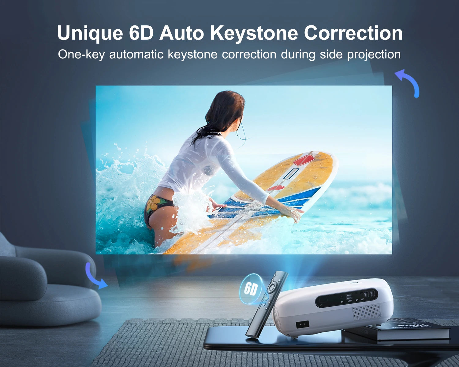 Wimius K7 5G WiFi Bluetooth Projector Full HD Native 1080P Support 4K Projectors 500 ANSI 6D Auto Keystone Home&Outdoor Video Projector - Multimedia Projectors