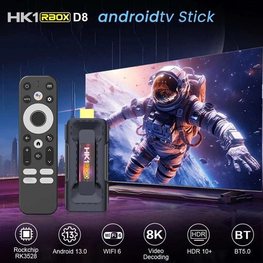 Transpeed HK1 RBOX Android 13 Mini TV Stick 8K Video Decoding RK3528 Quad Core ARM Cortex A53 HDR10+ Voice Remote WIFI 6 BT5.0