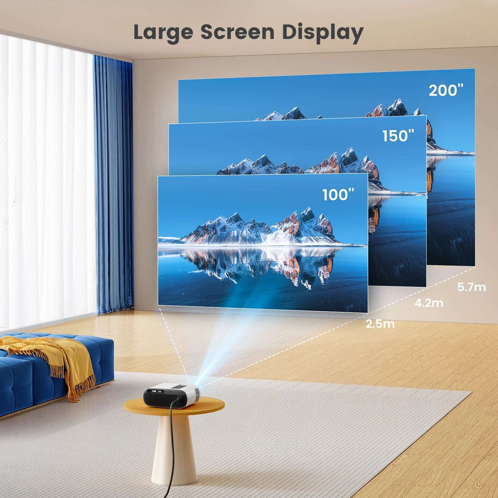TOPTRO TR26 Mini Projector Full HD Support 1080P 16000 Lumens Auto Keystone WiFi Bluetooth Video Projector Portable Home Theater