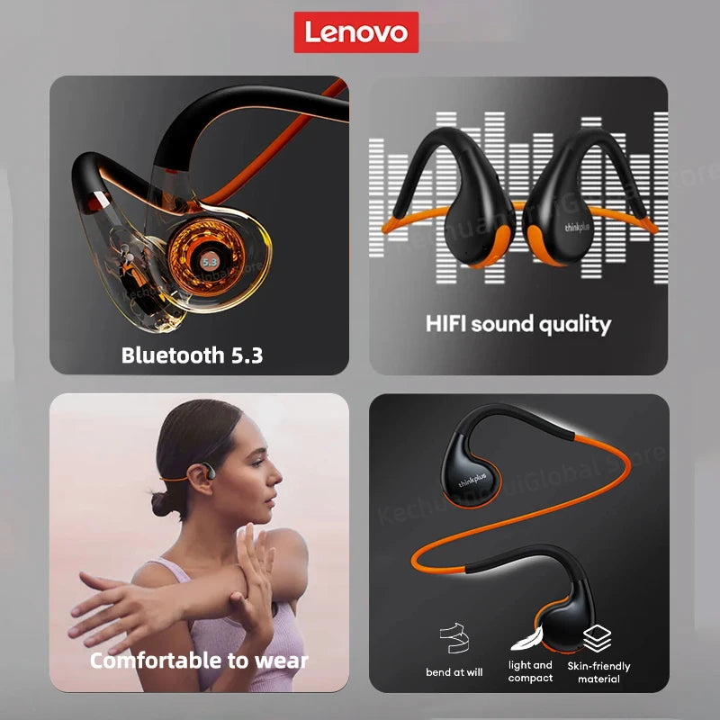 Original Lenovo X
7 Air Conduction Headphone Wireless bluetooth 5.3 Earphones Bone Conduction Sports Headset Outdoor EarHook Mic - mprojectors.com