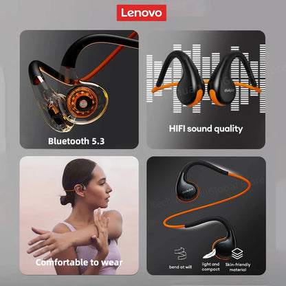 Original Lenovo X
7 Air Conduction Headphone Wireless bluetooth 5.3 Earphones Bone Conduction Sports Headset Outdoor EarHook Mic - mprojectors.com