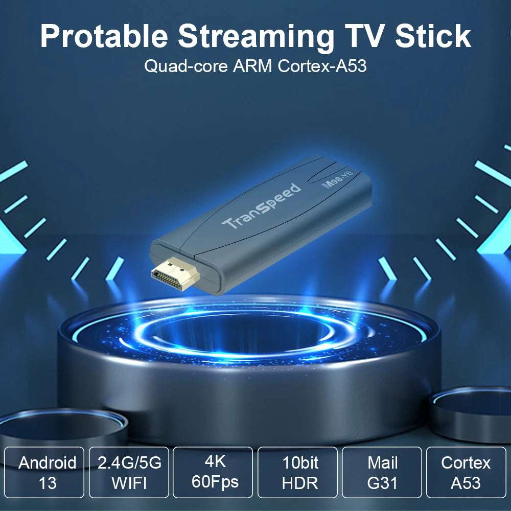 Transpeed TV Stick Android 13 ATV With TV App 4K 3D  2.4G&5G Voice Assistant Control Media Player TV Receiver Set Top Box
