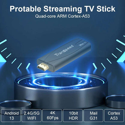 Transpeed TV Stick Android 13 ATV With TV App 4K 3D  2.4G&5G Voice Assistant Control Media Player TV Receiver Set Top Box
