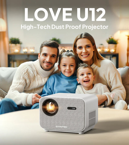 BYINTEK LOVE U12 Full HD 1080P Projector 4K 800 ANSI Android WiFi 6 Auto Focus Home Theater Projectors for Movie Meeting Video - mprojectors.com