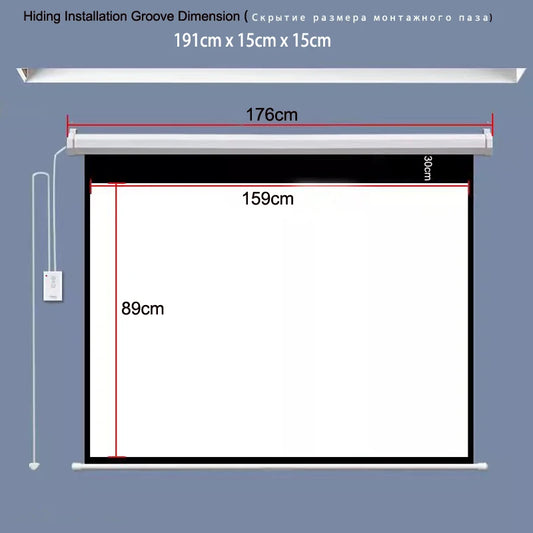 Remote Control HD Projection Screen 72inch 16:9 Wide View Motorized Projector Screens Fabric With For 3D HD Beamer Cinema Room - Multimedia Projectors