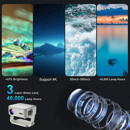 Salange P90 Android Projector 1080P Support 4K 350 ANSI Wifi6 BT5.0 Home Cinema Mini Video Beamer Portable - Multimedia Projectors