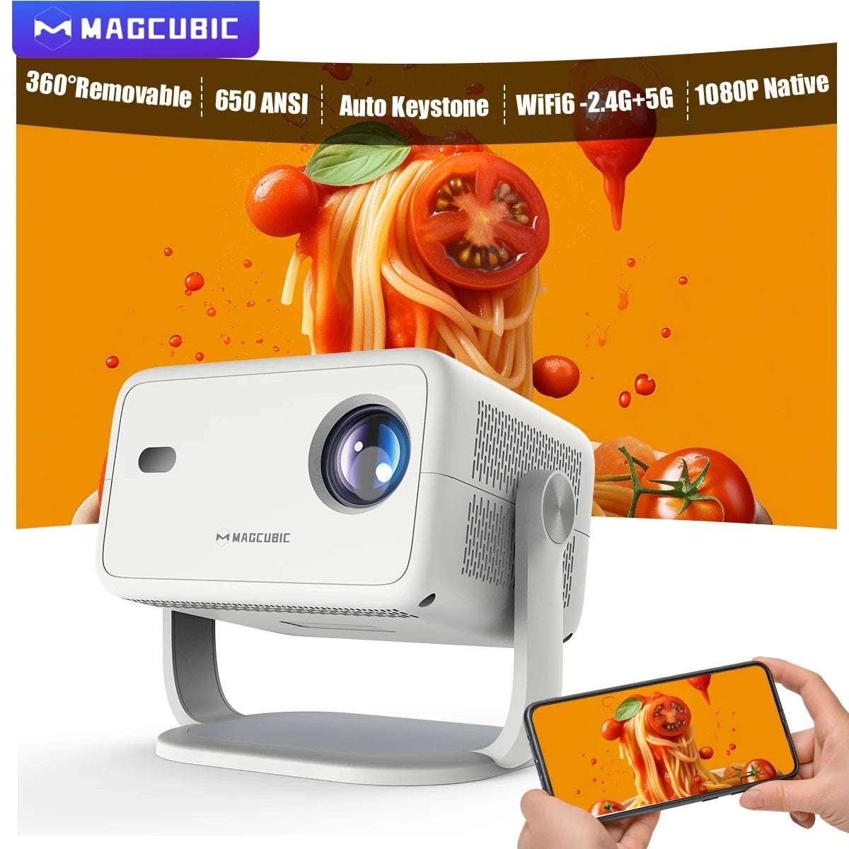 Magcubic L018  4K Android11 Projector 650ANSI Native 1080P Auto Focus & Keystone BT5.2 WIFI6 Allwinner H713 Portable 360° Rotate