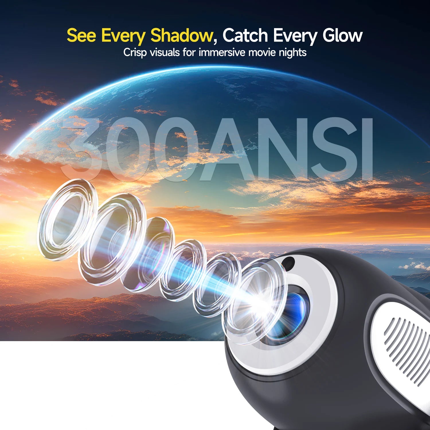 Magcubic HY300 X 4K 720P Android 11 Projector with Electric Focus 300Ansi Wifi6 BT5.0 Portable Projector HIFI Sound Home Outdoor mprojectors.com