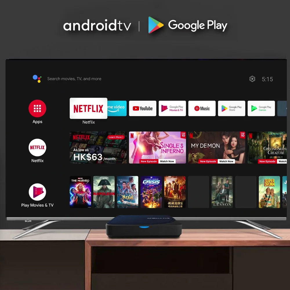 RockTek G2 4K Android TV 12 Stream Box with Netflix Google Certified Amlogic S905X4-K 4G64G Support DTS Dolby Audio Dolby Vision - Multimedia Projectors