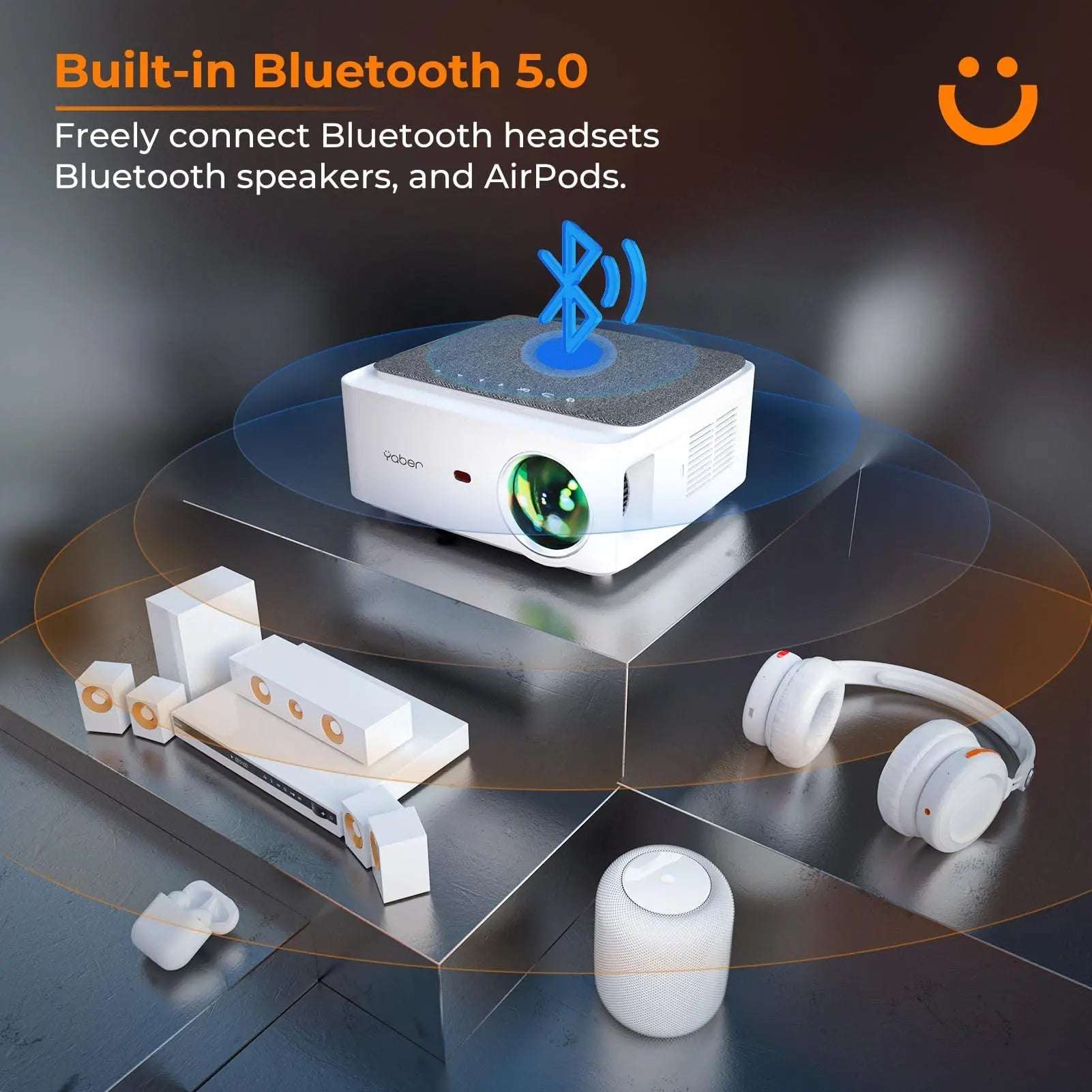 YABER V6 5G WiFi Bluetooth Projector Full HD Native 1080P Support 4K Projectors 4P/4D Keystone Home&Outdoor Video Projector