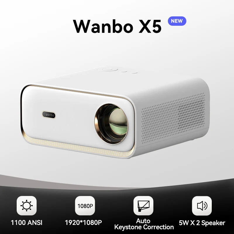 Wanbo X5 Projector 4K 1080P 20000 Lumens 1100ANSI Android 9.0 Dual Band Wifi 6 Projetor Office Home Theater Beamer Projector - Multimedia Projectors